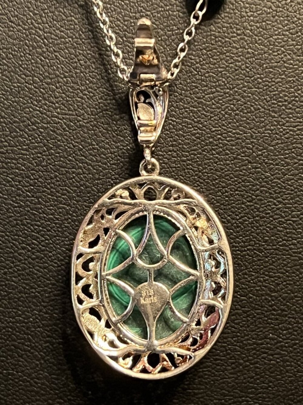 STS Karis Oval Malachite Drop Pendant Necklace (452) - Picture 3 of 3